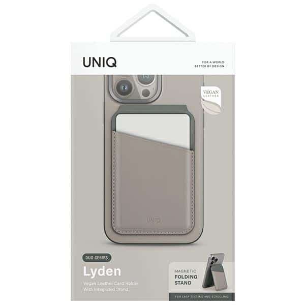 UNIQ Lyden DS μαγνητικό πορτοφόλι RFID και βάση τηλεφώνου σε χρώμα λευκό-πράσινο λειχήνης 6