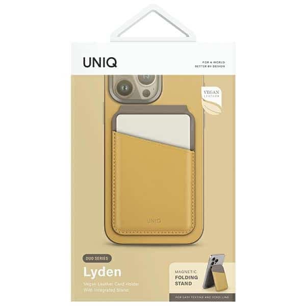 UNIQ Lyden DS μαγνητικό πορτοφόλι RFID και βάση τηλεφώνου καναρινί κίτρινο-σκούρο γκρι 7