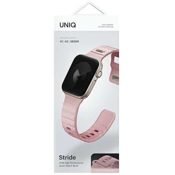 UNIQ pasek Stride Apple Watch Series 1/2/3/4/5/6/7/8/9/SE/SE2 38/40/41mm FKM Rubber Strap różowy/pale pink 7