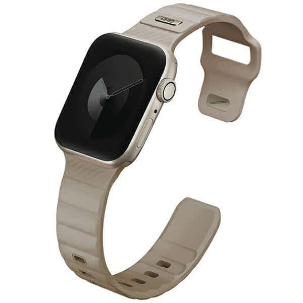 UNIQ pasek Stride Apple Watch Series 1/2/3/4/5/6/7/8/9/SE/SE2 38/40/41mm FKM Rubber Strap khaki/pale khaki 3