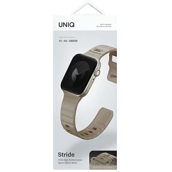 UNIQ pasek Stride Apple Watch Series 1/2/3/4/5/6/7/8/9/SE/SE2 38/40/41mm FKM Rubber Strap khaki/pale khaki 7