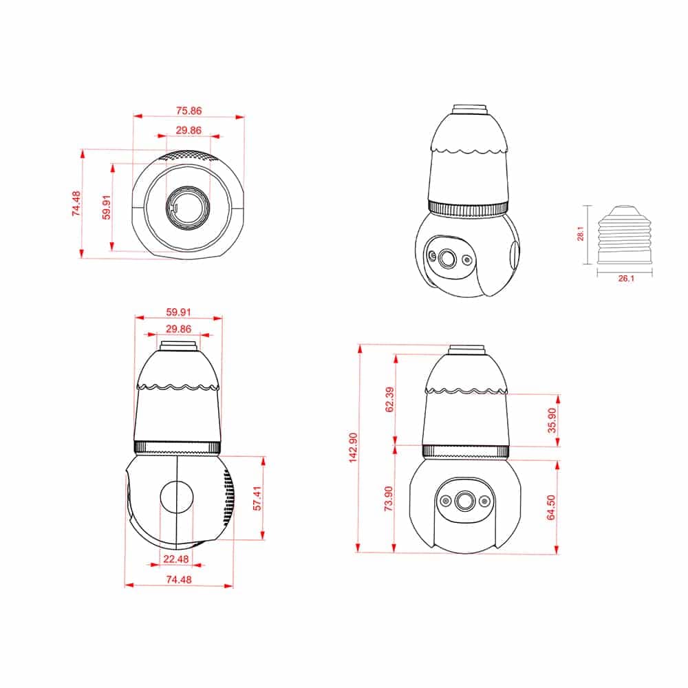 Techsuit - Εξωτερική Wi-Fi Κάμερα (Q23S) - Λάμπα E27, PTZ, Υπέρυθρη, Αυτόματη Παρακολούθηση, Συναγερμός Push, Αδιάβροχη, Tuya - Λευκή 8