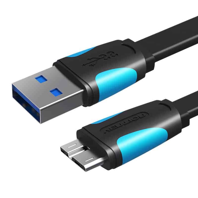Καλώδιο Vention VAS-A12-B100 Flat USB 3.0 A προς Micro-B 1m Μαύρο