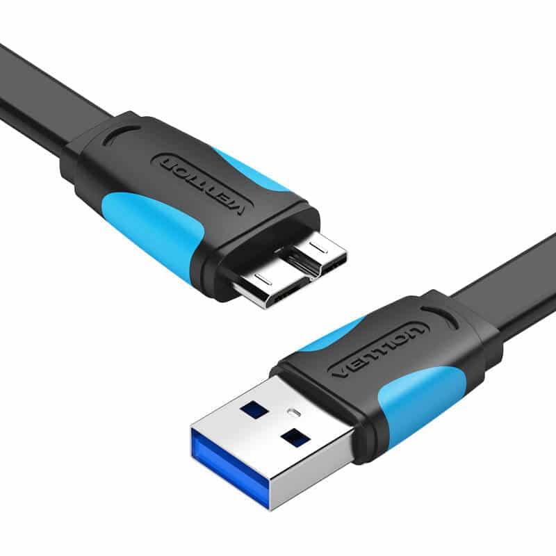 Καλώδιο Vention VAS-A12-B100 Flat USB 3.0 A προς Micro-B 1m Μαύρο 2