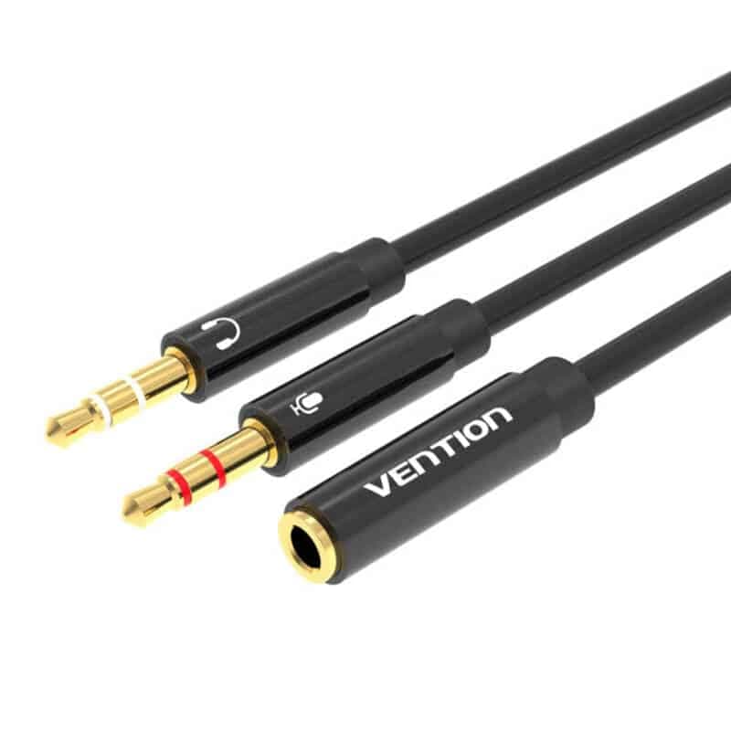 Καλώδιο Ήχου Vention BBTBY 2x 3.5mm Αρσενικό σε 4-Πόλο Θηλυκό 3.5mm 0.3m Μαύρο