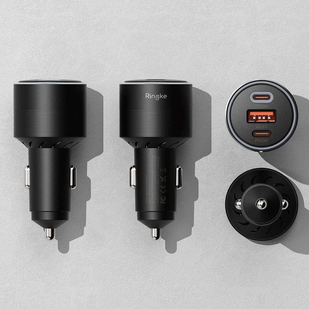 Ringke - Φορτιστής Αυτοκινήτου - USB, 2x Type-C, PD30W, QC3.0, με Περιβαλλοντικό Φως - Μαύρο 5