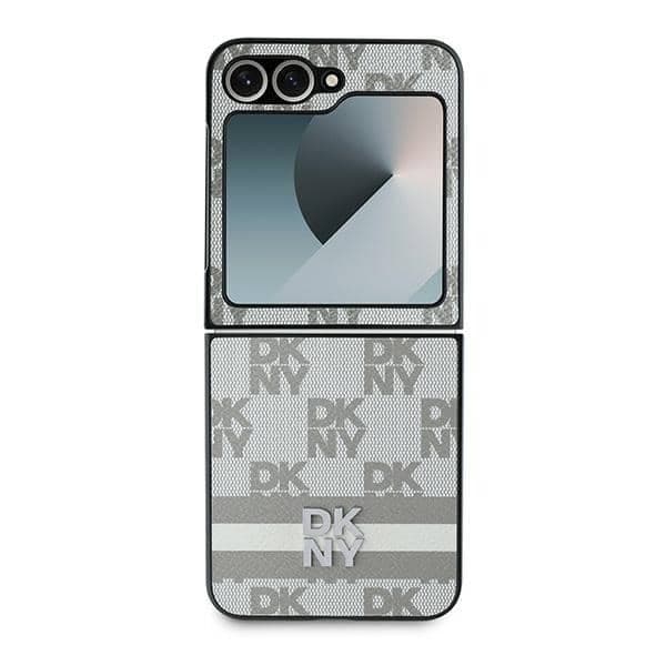 DKNY Καρό μοτίβο Τυπωμένες ρίγες - θήκη για Samsung Galaxy Z Flip6 - Μπεζ 2
