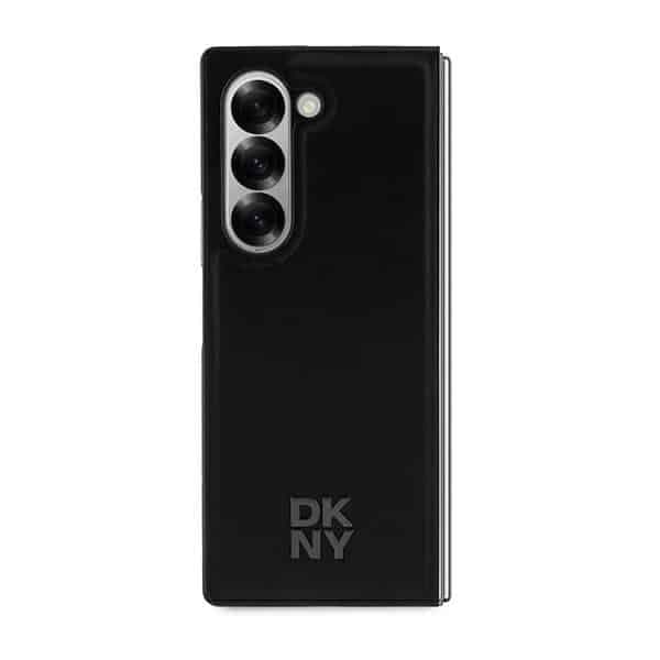 DKNY Plain Leather Metal Stack Logo - θήκη για Samsung Galaxy Z Fold6 - Μαύρο 2