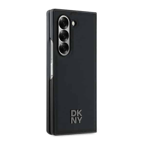 DKNY Plain Leather Metal Stack Logo - θήκη για Samsung Galaxy Z Fold6 - Μαύρο 5