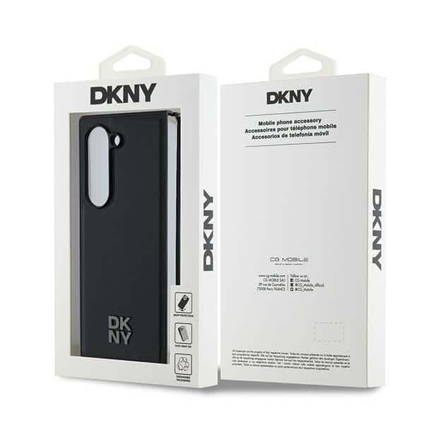 DKNY Plain Leather Metal Stack Logo - θήκη για Samsung Galaxy Z Fold6 - Μαύρο 7