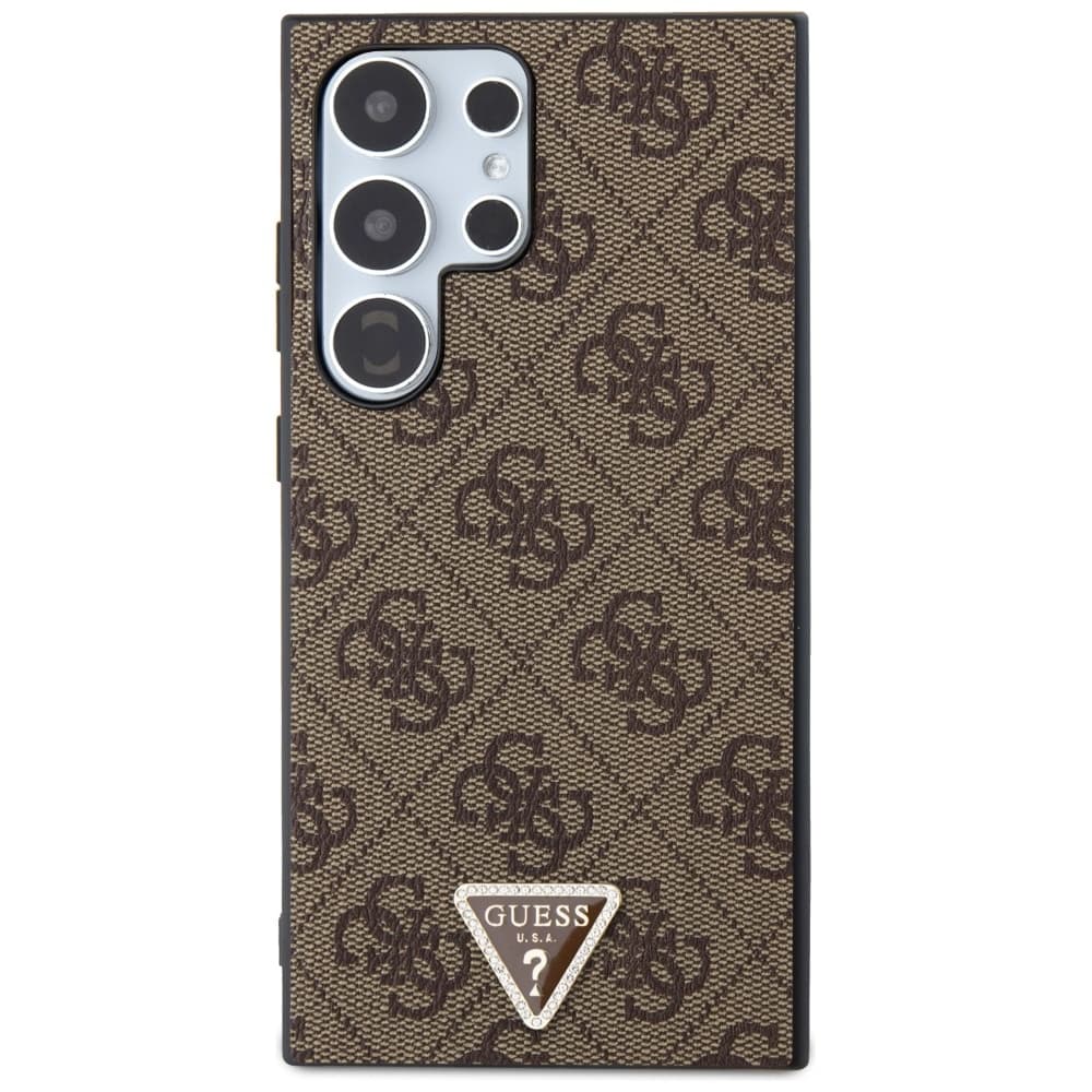 Guess Grip Stand Triangle Strass - θήκη για Samsung Galaxy S24 Ultra - Καφέ 3