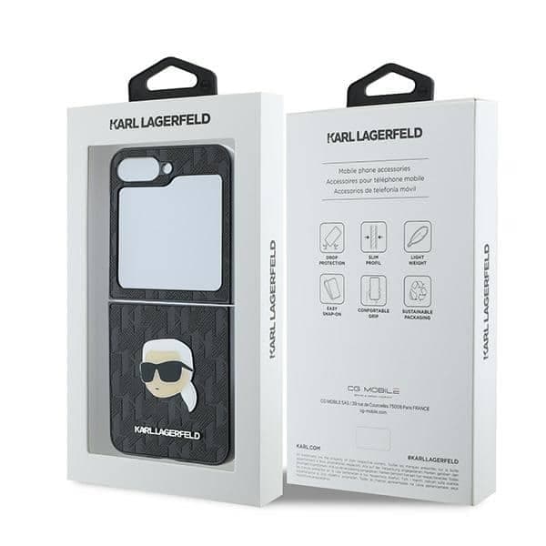 Karl Lagerfeld Saffiano Monogram Head Pin - θήκη για Samsung Galaxy Z Flip6 - Μαύρο 8