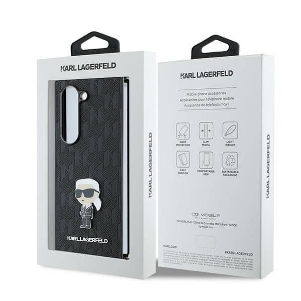 Karl Lagerfeld Saffiano Monogram Ikonik Pin - θήκη για Samsung Galaxy Z Fold6 - Μαύρο 7
