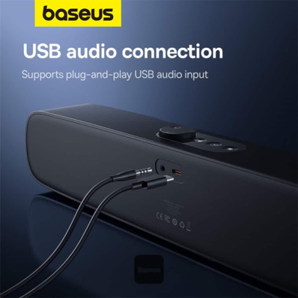 Baseus - Ασύρματο Ηχείο AeQur DS10 (A20054402111-01) - Μίνι Soundbar, Bluetooth 5.3, Type-C, Jack, 10W + 10W - Μαύρο 4
