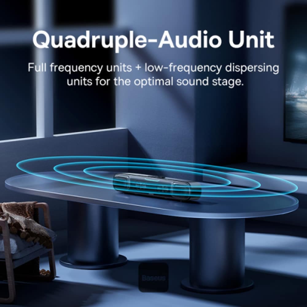 Baseus - Ασύρματο Ηχείο AeQur DS10 (A20054402111-01) - Μίνι Soundbar, Bluetooth 5.3, Type-C, Jack, 10W + 10W - Μαύρο 5