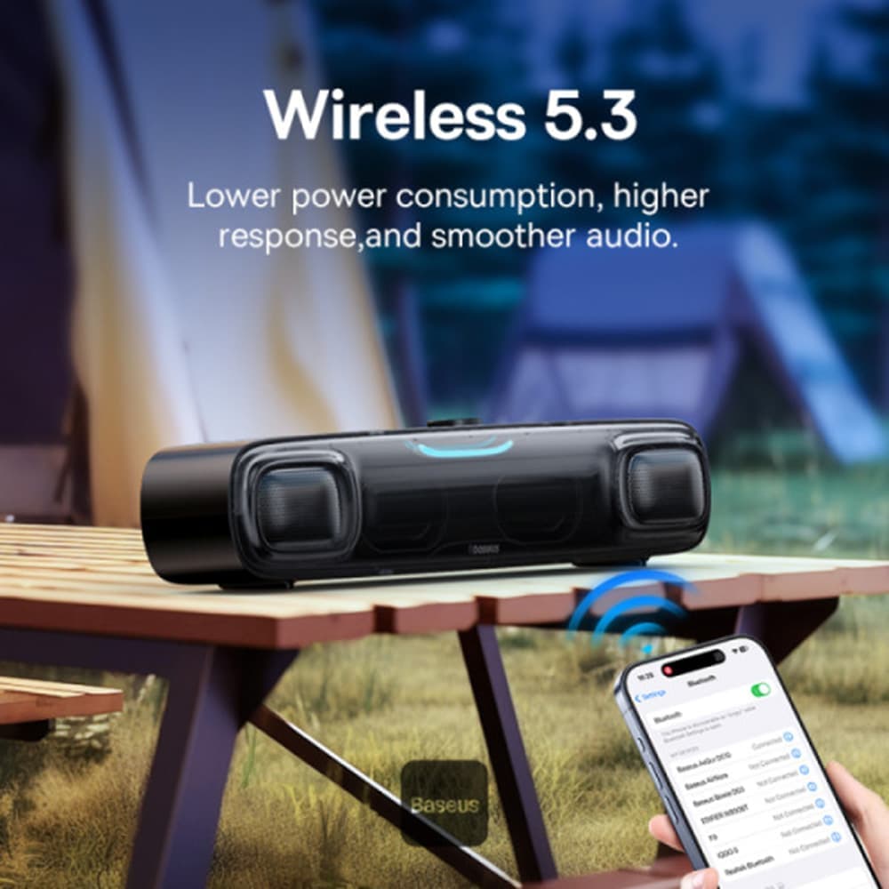 Baseus - Ασύρματο Ηχείο AeQur DS10 (A20054402111-01) - Μίνι Soundbar, Bluetooth 5.3, Type-C, Jack, 10W + 10W - Μαύρο 7