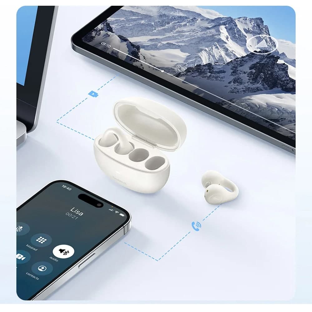 Baseus - Ασύρματα Ακουστικά AirGo AS01 (A00069101223-00) - για Αθλητισμό, Bluetooth 5.3, Μείωση Θορύβου, 2-Μικρόφωνα ENC - Λευκό 6