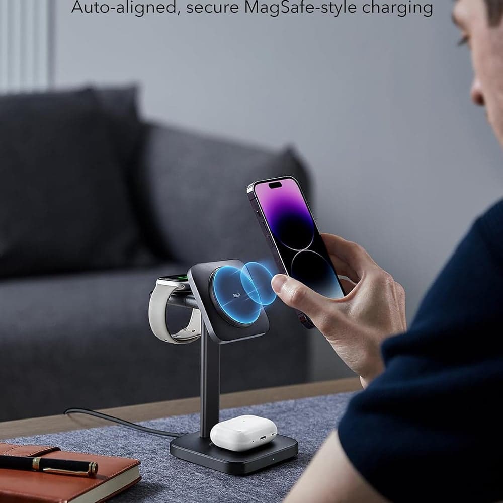 ESR - Σταθμός Φόρτισης 3in1 HaloLock - για iPhone MagSafe, AirPods Pro και Apple Watch, με Αφαιρούμενο Φορτιστή Ρολογιού - Μαύρο 7