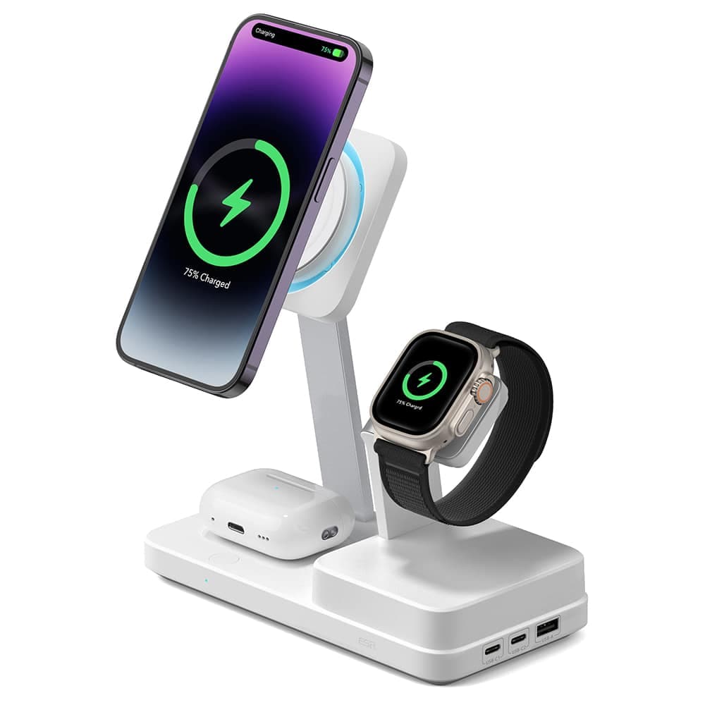 ESR - Premium 6in1 Ασύρματη Σταθμός Φόρτισης HaloLock CryoBoost (6E007) - iPhone MagSafe, AirPods, Apple Watch, 100W - Λευκός