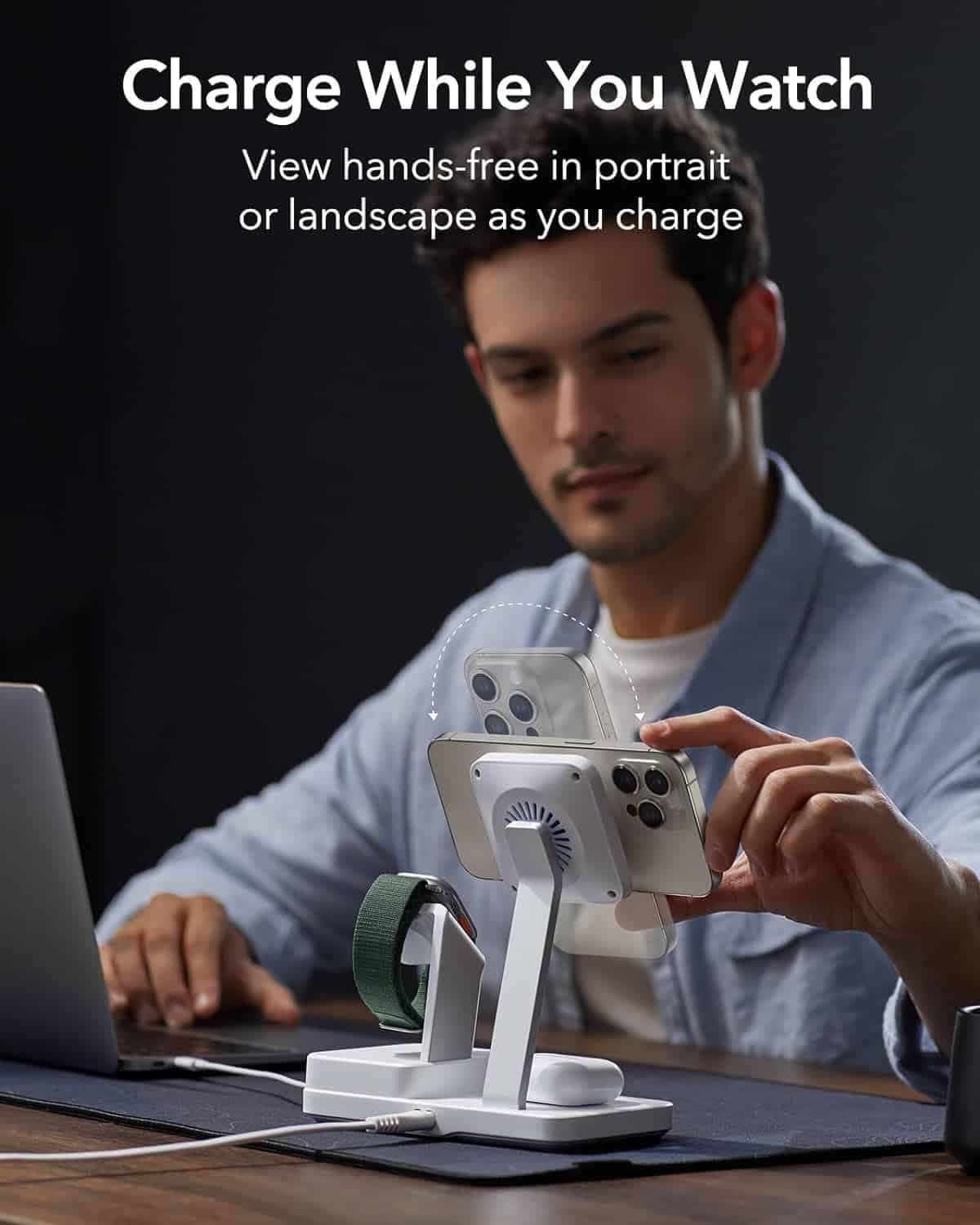 ESR - Premium 6in1 Ασύρματη Σταθμός Φόρτισης HaloLock CryoBoost (6E007) - iPhone MagSafe, AirPods, Apple Watch, 100W - Λευκός 8
