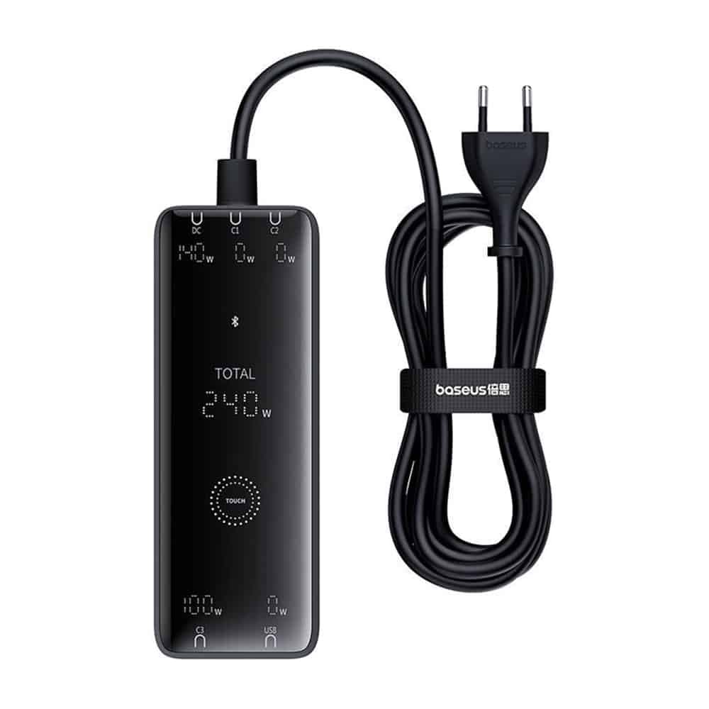 Baseus - Σταθμός Φόρτισης (P10163901113-00) - GaN, 3x USB-C, USB, DC, 240W, 1m - Μαύρο
