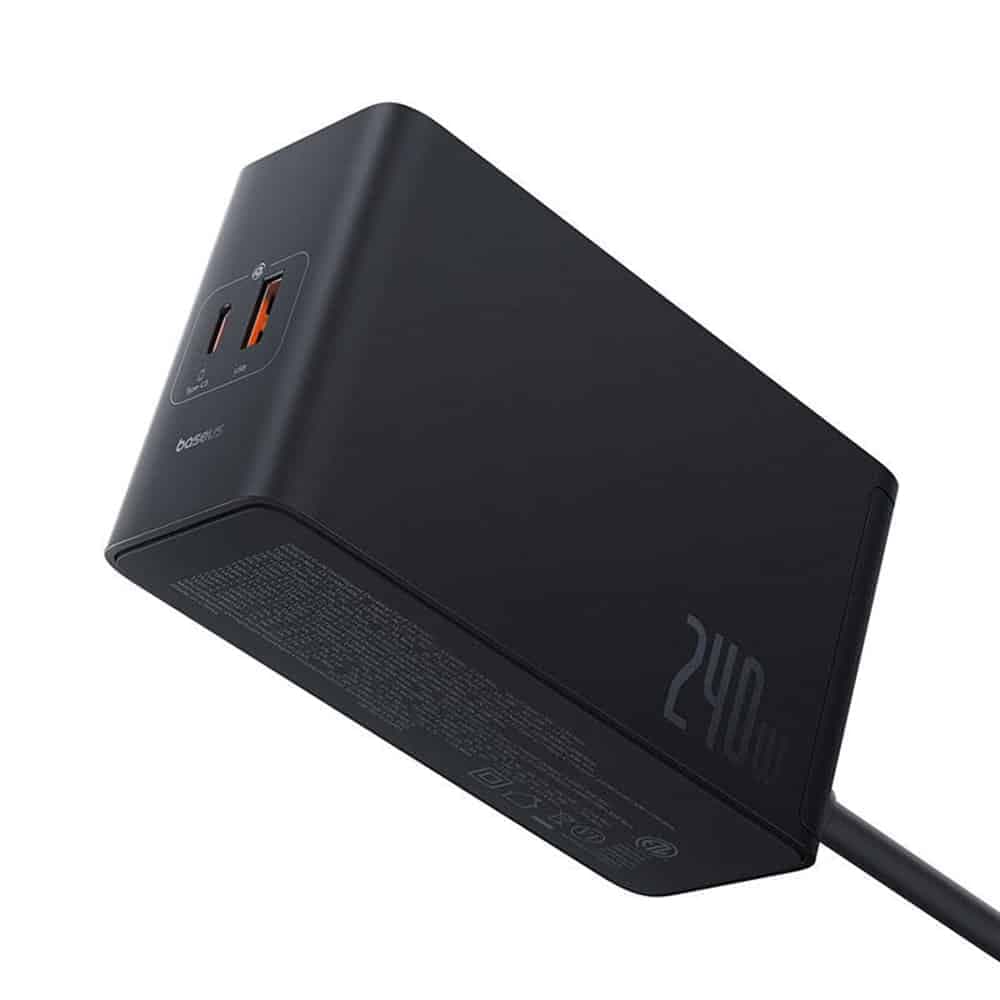 Baseus - Σταθμός Φόρτισης (P10163901113-00) - GaN, 3x USB-C, USB, DC, 240W, 1m - Μαύρο 6
