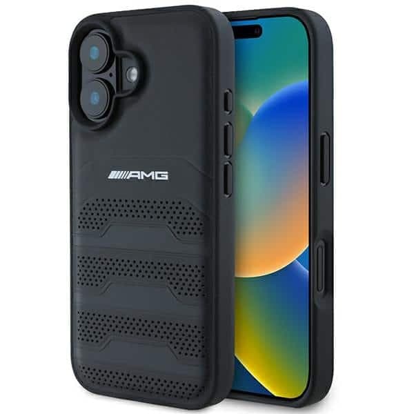 Mercedes Leather Debossed Lines - θήκη για Apple iPhone 16 - Μαύρο