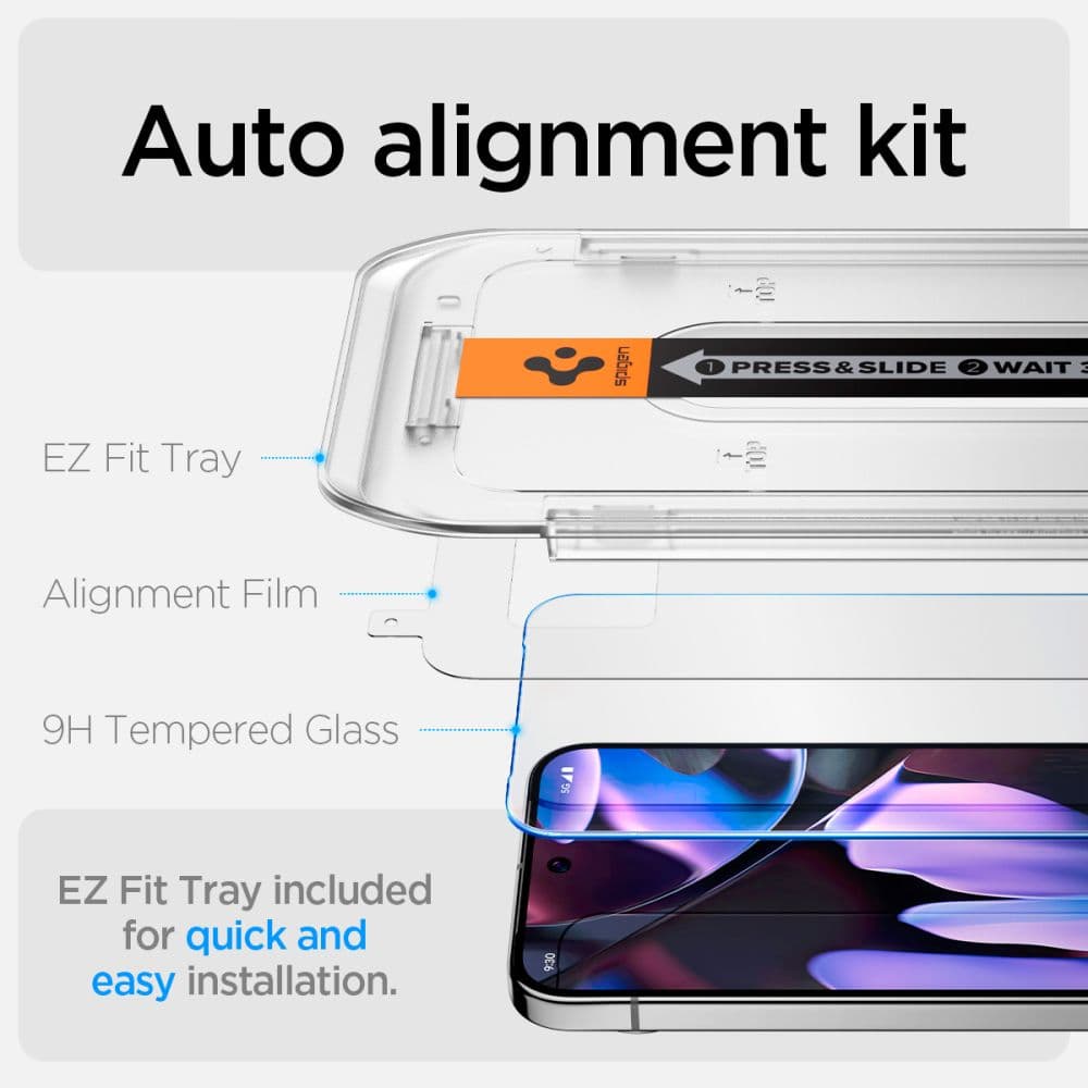 Spigen γυαλί προστασίας Glas.TR "EZ Fit" 2-pack για Google Pixel 9 / 9 Pro διαφανές 10
