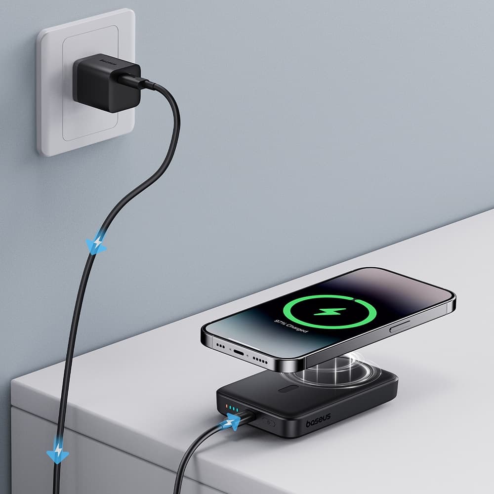 Baseus - Μίνι Power Bank Air (P10059001113-00) - Type-C, Φόρτιση MagSafe, 20W, 10000mAh, με καλώδιο Type-C, 30cm - Μαύρο 6