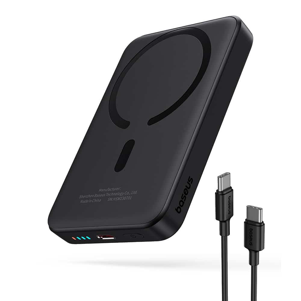 Baseus - Μίνι Power Bank Air (P10059001113-00) - Type-C, Φόρτιση MagSafe, 20W, 10000mAh, με καλώδιο Type-C, 30cm - Μαύρο