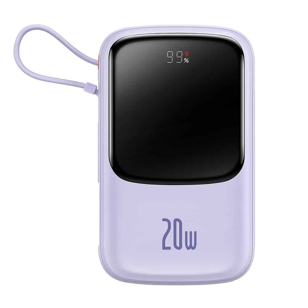 Baseus - Power Bank Qpow Pro (PPQD030005) - 2x Lightning, Type-C, USB, 20000mAh, 20W, με καλώδιο USB-C - Μωβ 3