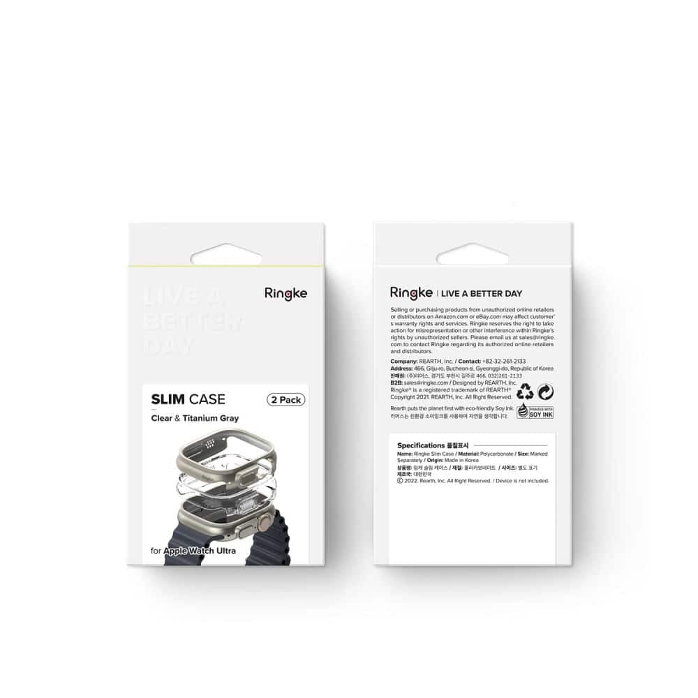 RINGKE Slim 2-pack Apple Watch Ultra 1 / 2 (49 mm) διαφανές & τιτάνιο γκρι 12