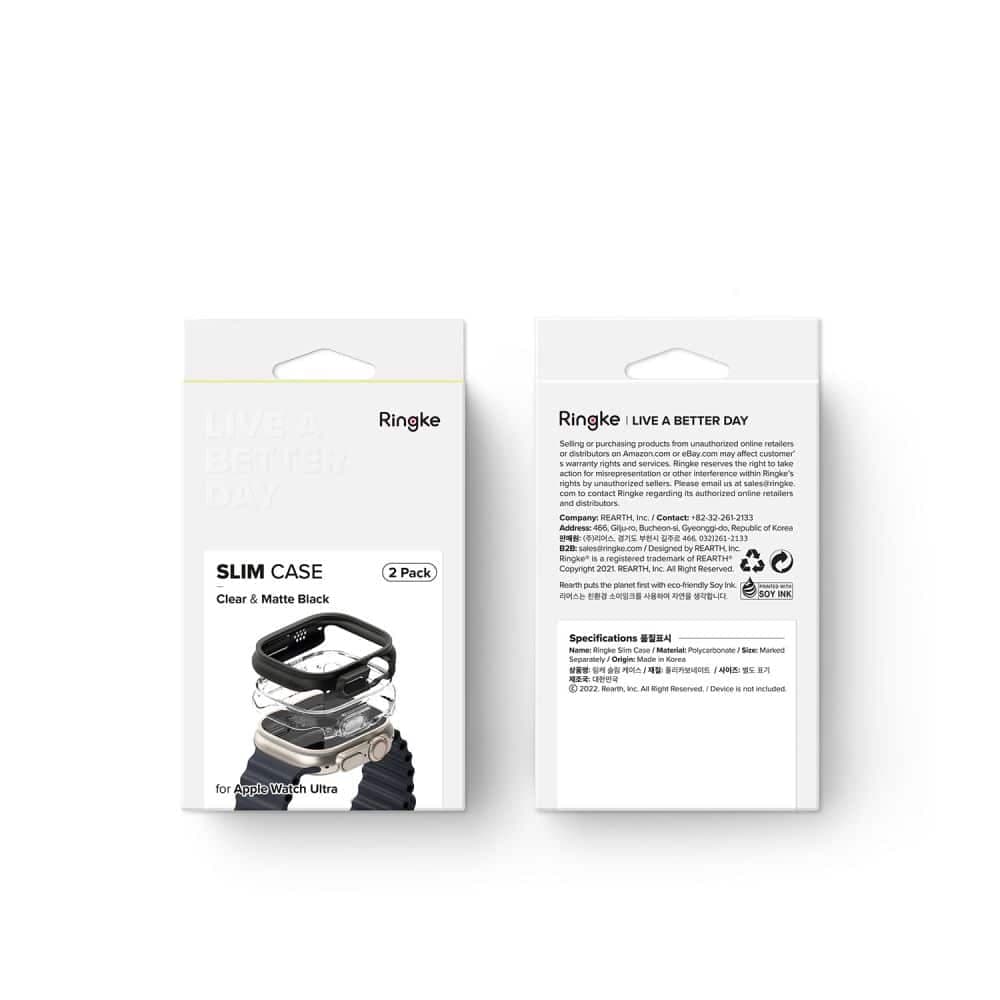 RINGKE Slim 2-pack Apple Watch Ultra 1 / 2 (49 mm) διαφανές & ματ μαύρο 12