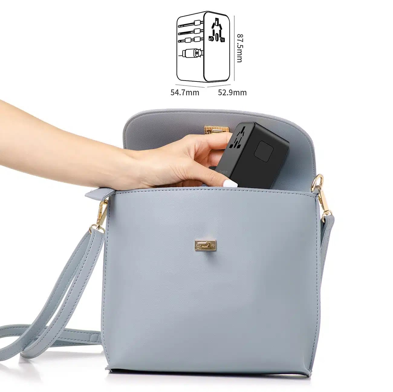 Choetech PD5022 70W ταξιδιωτικός αντάπτορας EU/US/AUS/UK με ενσωματωμένο καλώδιο USB-C - μαύρος 9