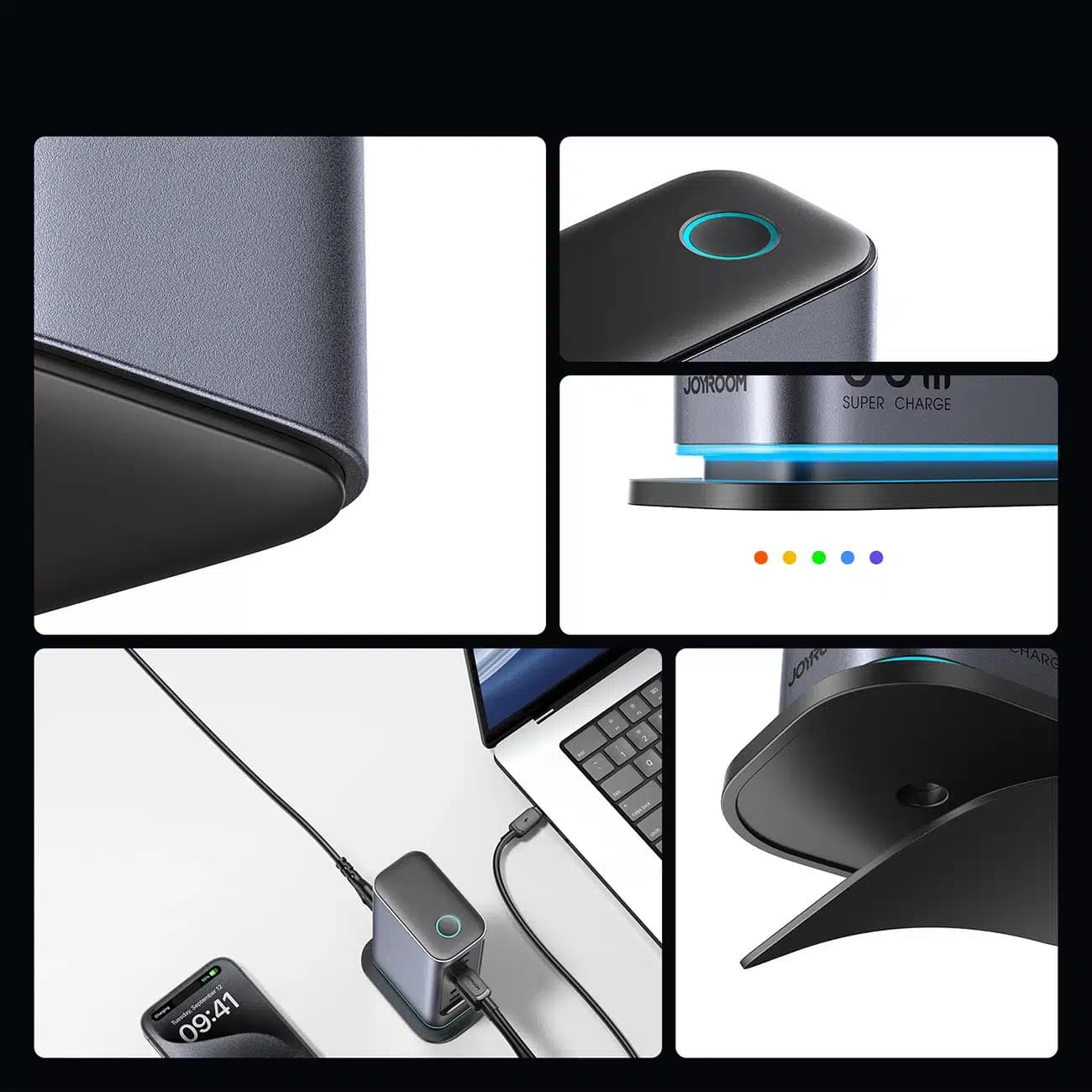 Joyroom JR-TCM02 φορτιστής GaN 65W ΕΕ 4x USB-C 2x USB-A - σκούρο γκρι 11