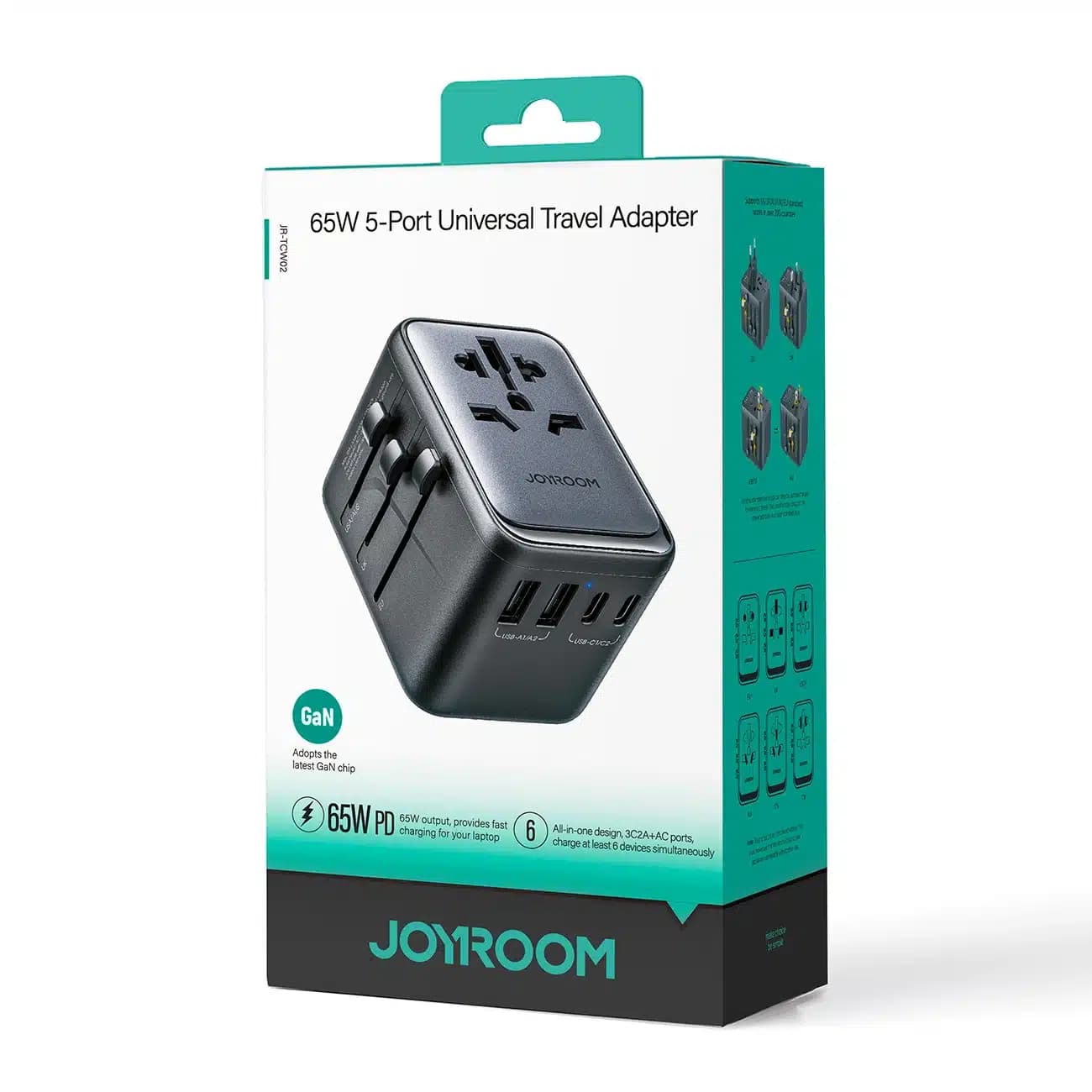 Joyroom JR-TCW02 65W ταξιδιωτικός αντάπτορας universal ΕΕ / ΗΠΑ / Ιαπωνία / Αυστραλία / Ηνωμένο Βασίλειο / Κίνα - Μαύρος 2