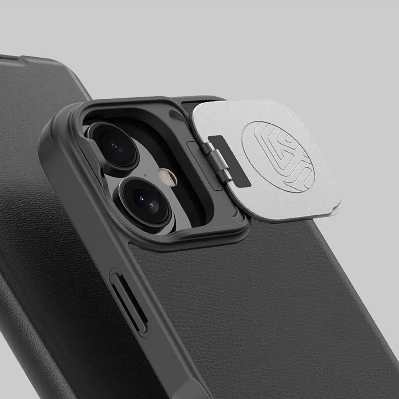 Nillkin Δερμάτινη θήκη Nillkin Qin Prop - θήκη για Apple iPhone 16 - Μαύρο 10