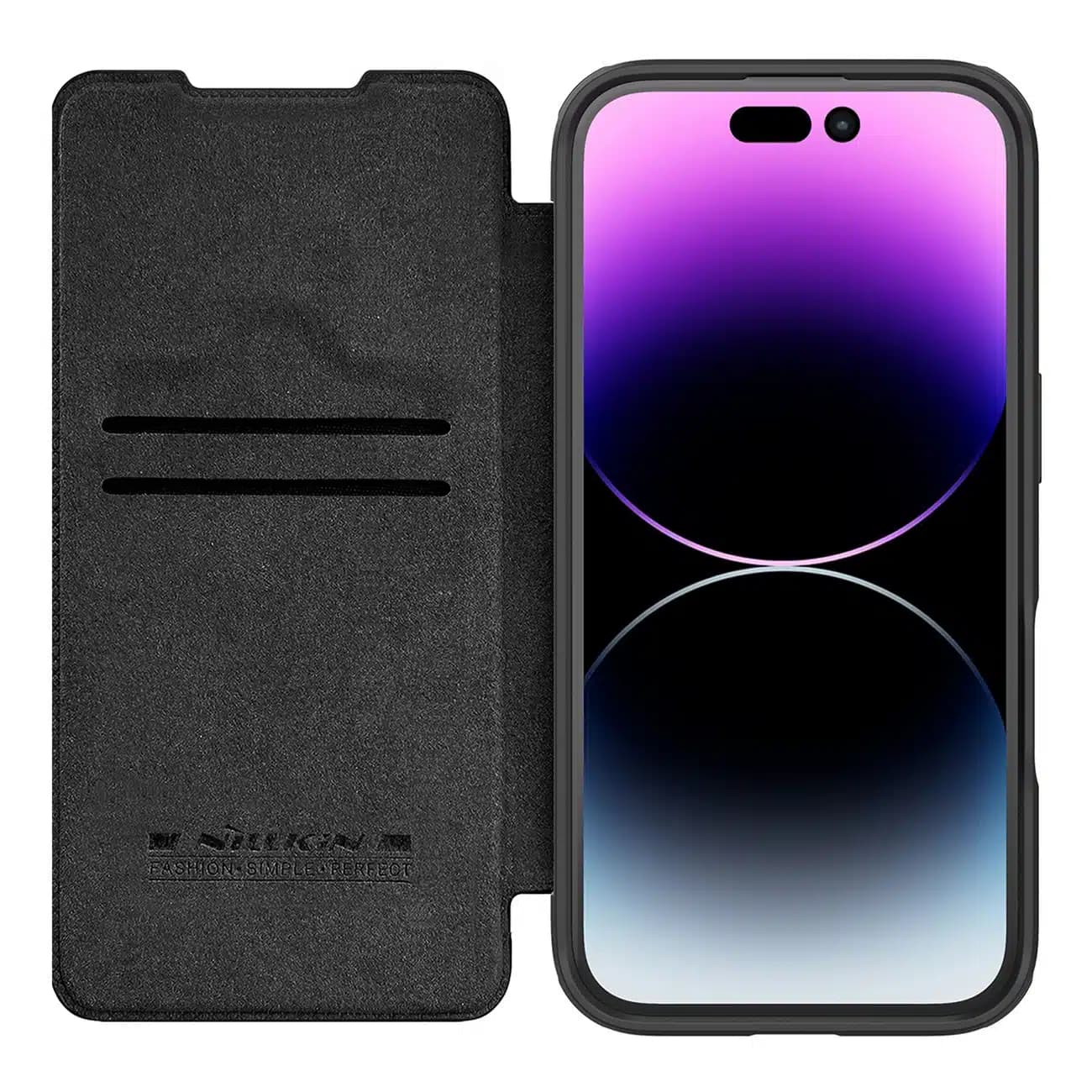 Nillkin Δερμάτινη θήκη Nillkin Qin Prop - θήκη για Apple iPhone 16 - Μαύρο 4
