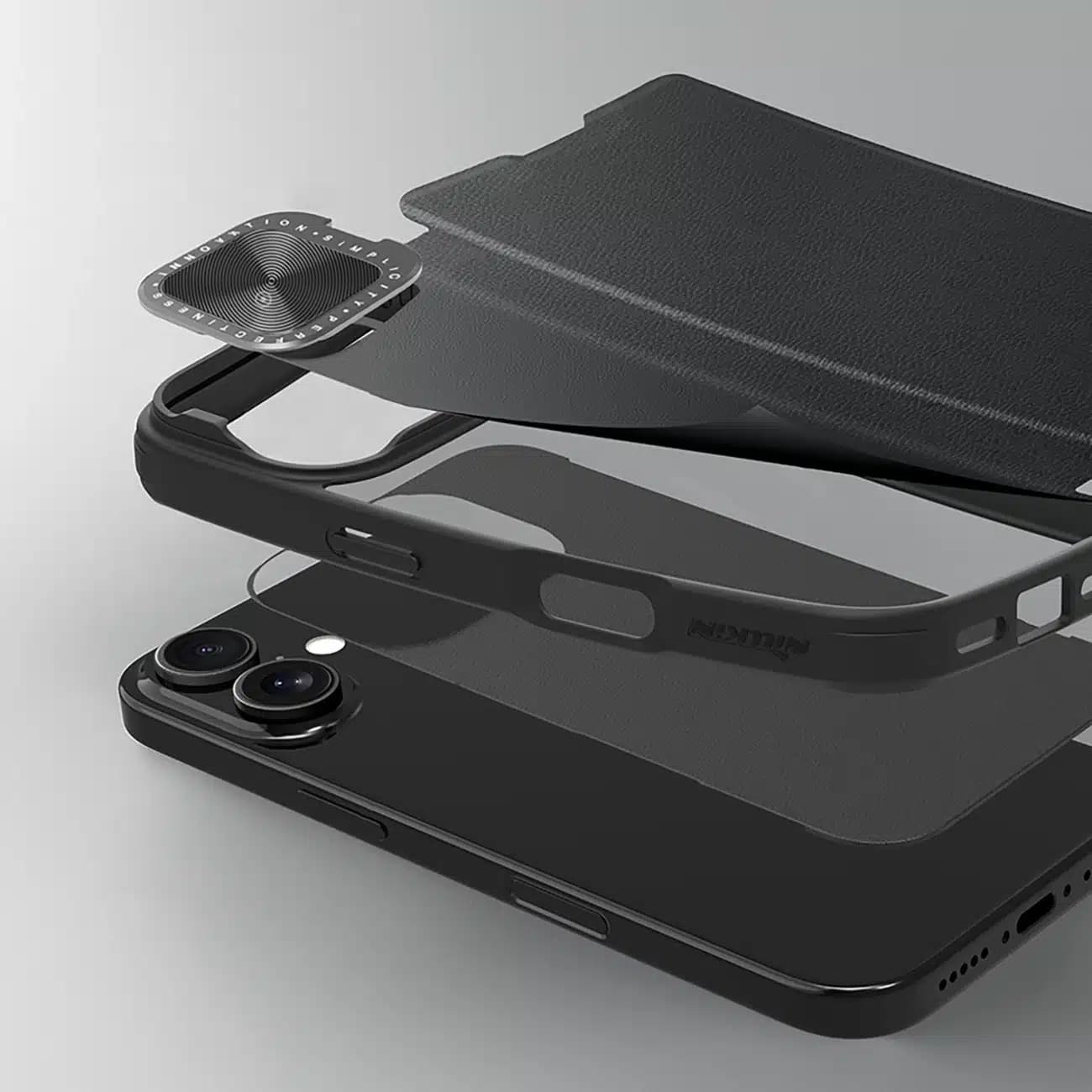 Nillkin Δερμάτινη θήκη Nillkin Qin Prop - θήκη για Apple iPhone 16 - Μαύρο 9