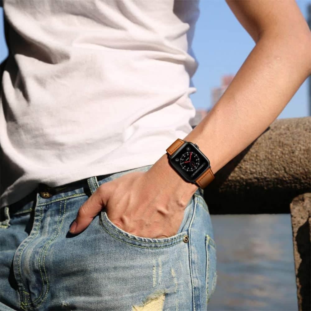 TECH-PROTECT Leatherfit - θήκη για Apple Watch 4 / 5 6 7 8 SE Ultra - Καφέ 2