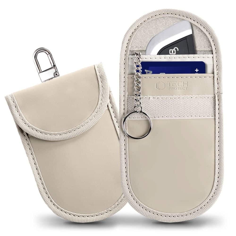 Tech-Protect KLR100 θήκη μπλοκαρίσματος σήματος RFID keyless Faraday καφέ latte