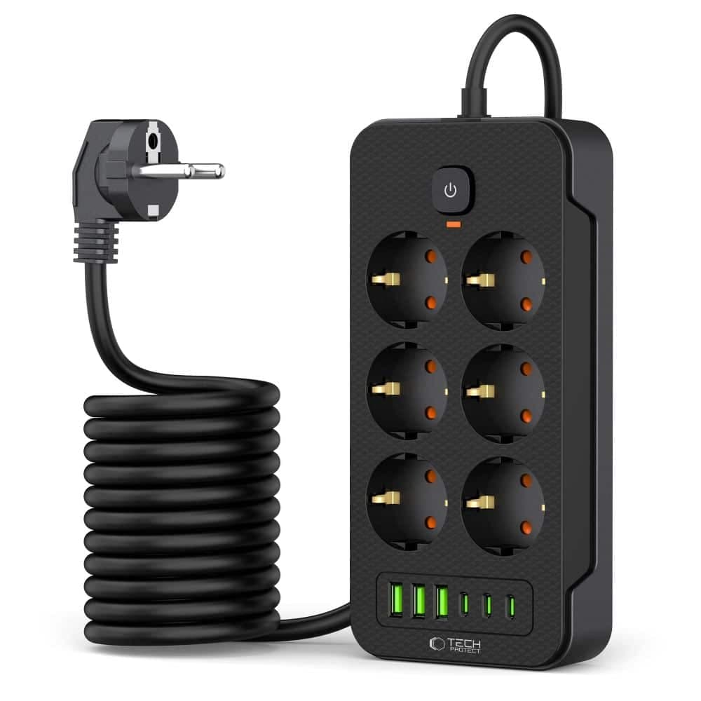 Tech-Protect πολύπριζο PC6X6 με 3 USB & 3 TYPE-C & 6 υποδοχές 200CM μαύρο 2