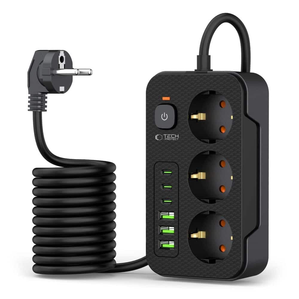 Tech-Protect πρίζα PC3X6 3 USB & 3 Type-C & 3 πρίζες 200CM μαύρη 2