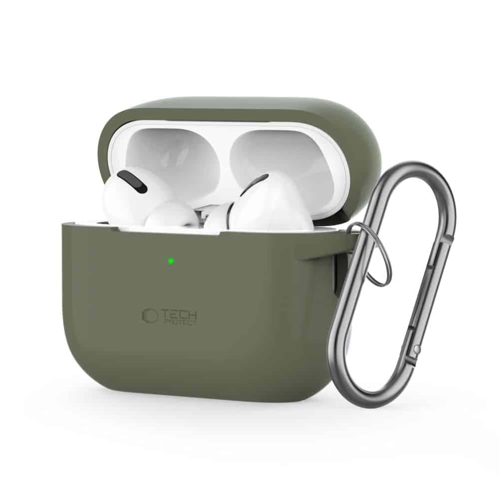 Tech-Protect σιλικόνη γάντζος Apple AirPods Pro 1 / 2 ελαιόλαδο πράσινο