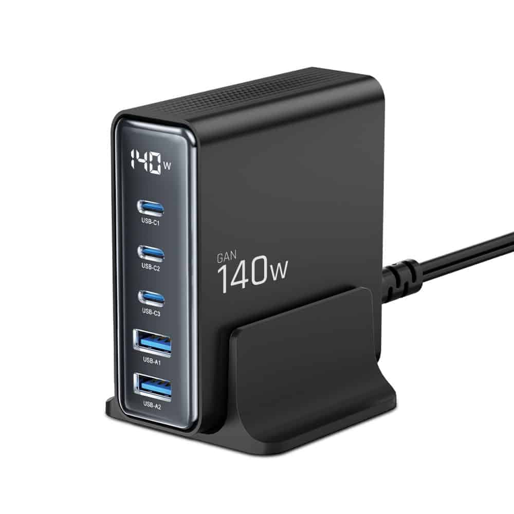 Tech-Protect φορτιστής επιτραπέζιος 5 θυρών DC140W-GAN PD140W/QC3.0 μαύρος 2