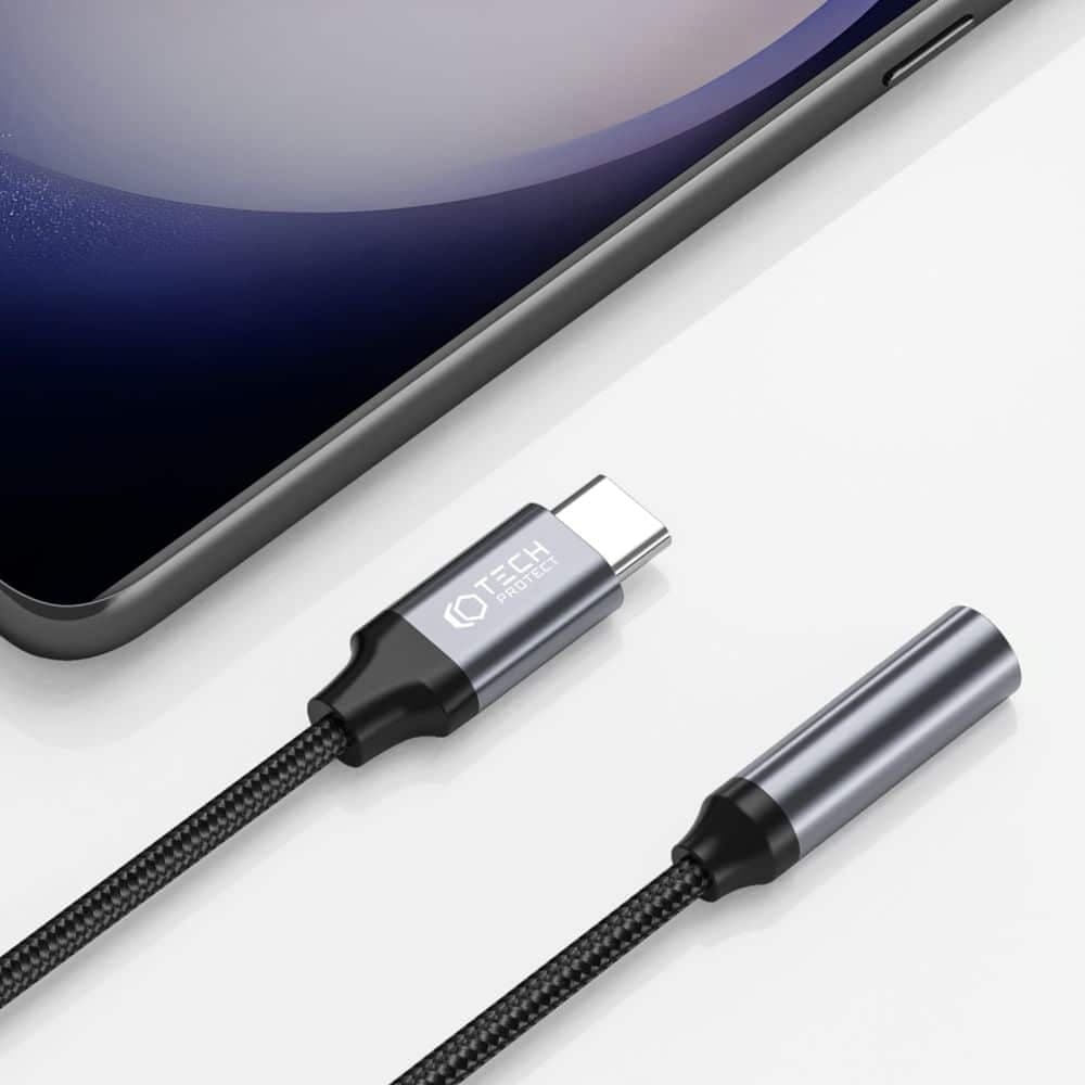 Tech-Protect προσαρμογέας Type-C σε Mini Jack 3.5mm μαύρος 3