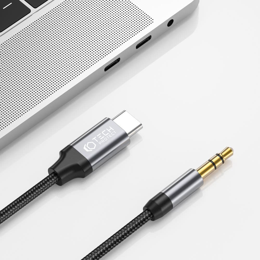 Tech-Protect καλώδιο Type-C σε AUX mini jack 3.5mm 100cm μαύρο 3