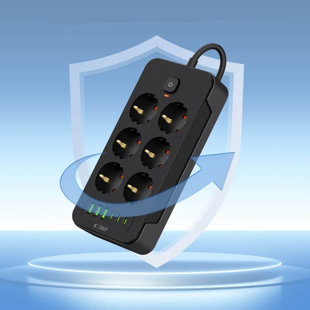 Tech-Protect πολύπριζο PC6X6 με 3 USB & 3 TYPE-C & 6 υποδοχές 200CM μαύρο 4