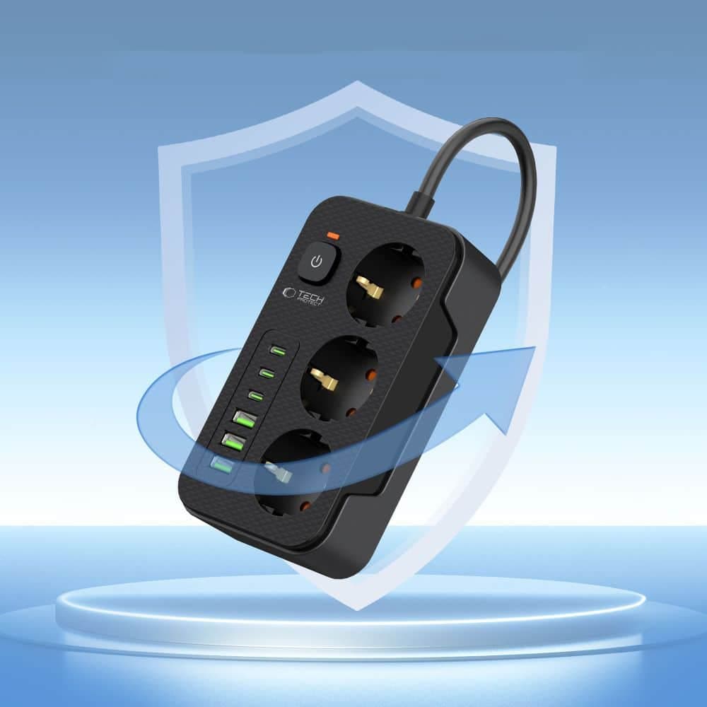 Tech-Protect πρίζα PC3X6 3 USB & 3 Type-C & 3 πρίζες 200CM μαύρη 4