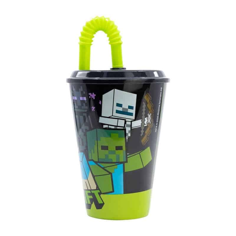 STOR Ποτήρι με Καλαμάκι 40430 Minecraft 430ml (Μαύρο) 2